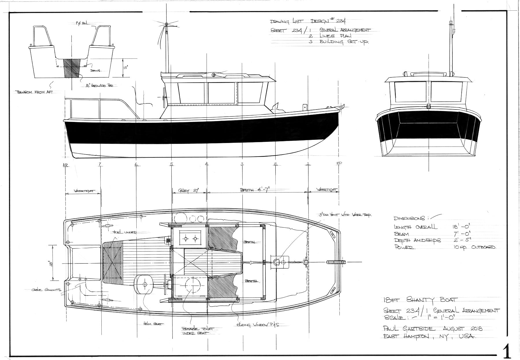 18ft Shanty Boat, Design #234 – Gartside Boats
