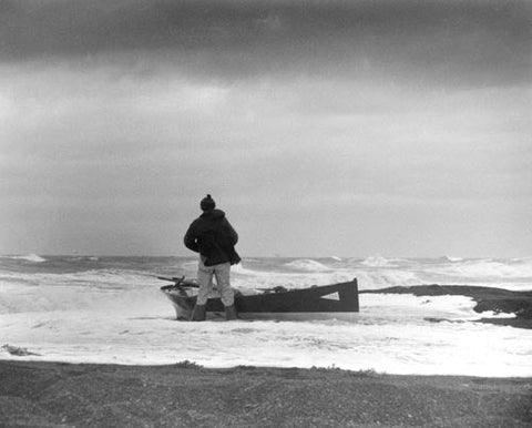 Paul Gartside waits for the weather on the coast of Alaska, somewhere between the mouth of the Yukon River and Barrow.