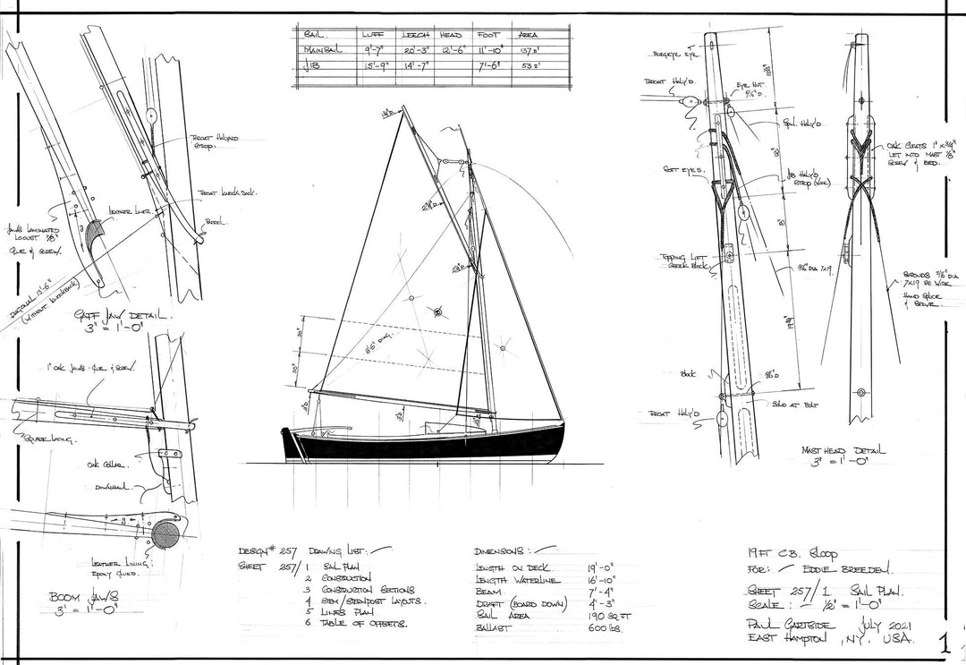 19ft double ended CB sloop, Design #257 – Gartside Boats