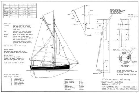 26 ft Gaff Cutter, Design #116a