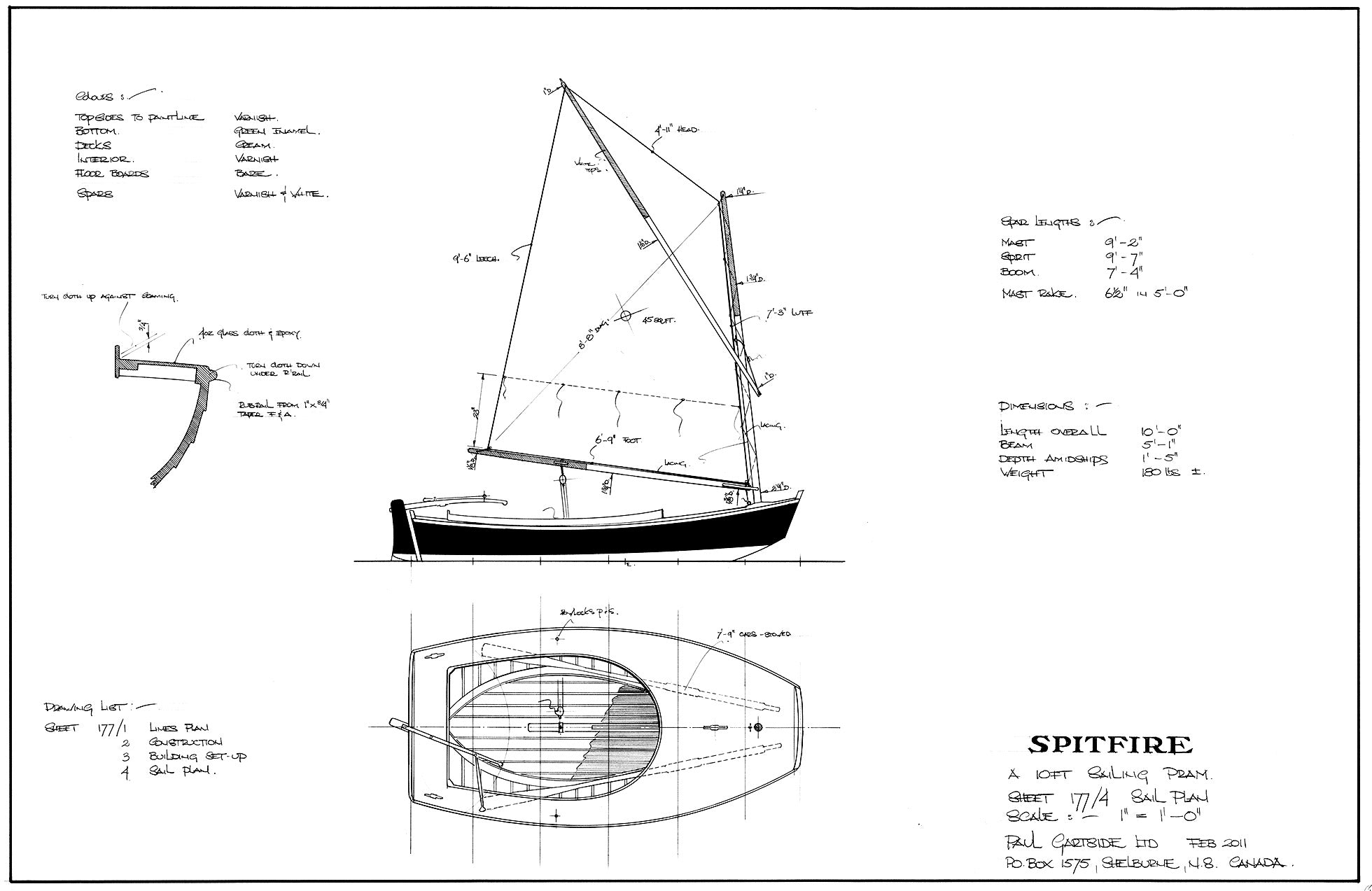 Pram Design 10 ft Sailing Pram, Design #177 – Gartside Boats