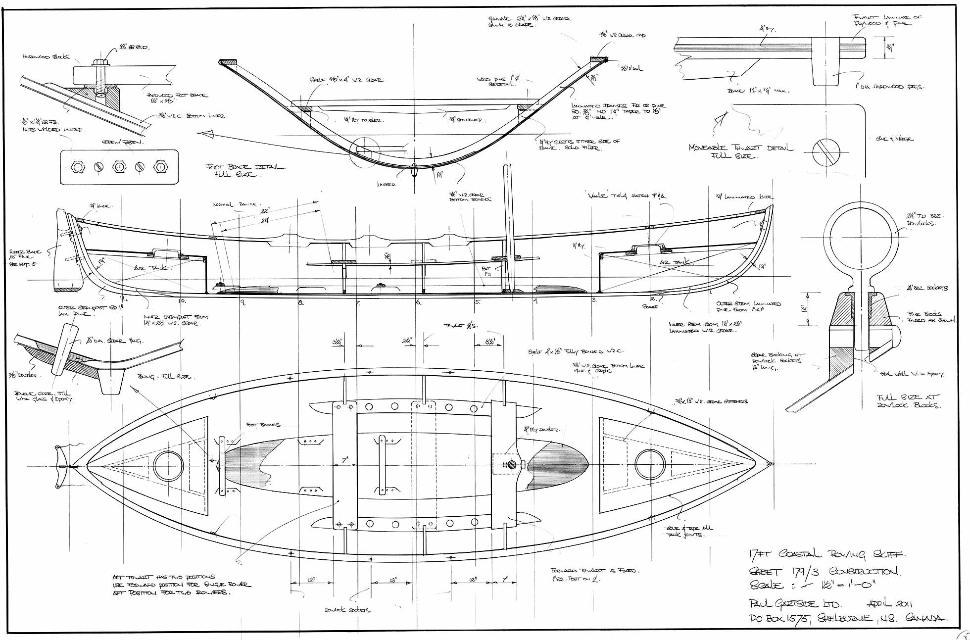 Rectangular Boat Design 17 ft Coastal Rowboat, Design #179 – Gartside Boats