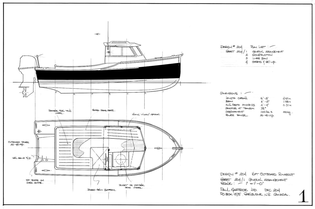 Runabout Layout 16 ft Outboard Runabout, Design #204 – Gartside Boats