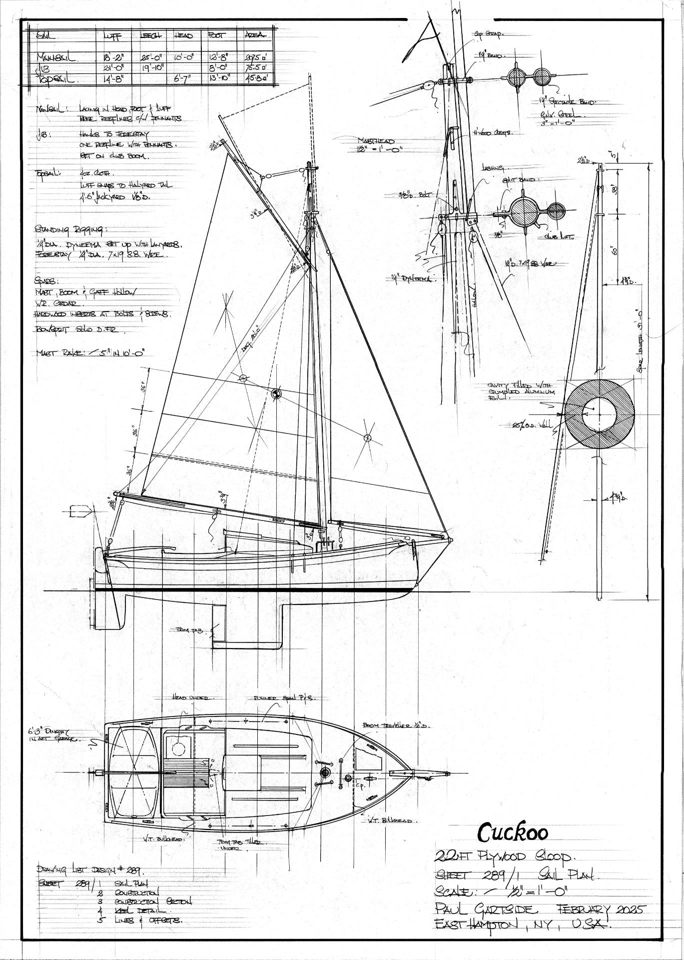 22ft Plywood Sloop Design #289 – Gartside Boats
