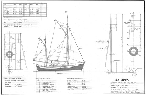 45 ft Gaff-Rigged Motor Sailer "Dakota", Design #114