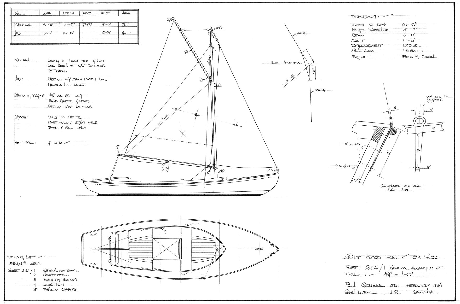Sloop Rig Boat Designs 18ft Motor Sloop, Design #213 – Gartside Boats